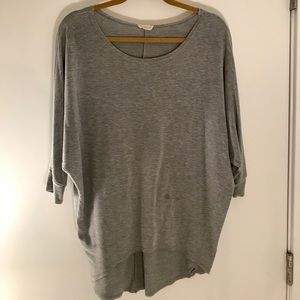 Long line grey sweatshirt with dolman sleeve